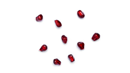 Pomegranate seeds on white background. High quality photo