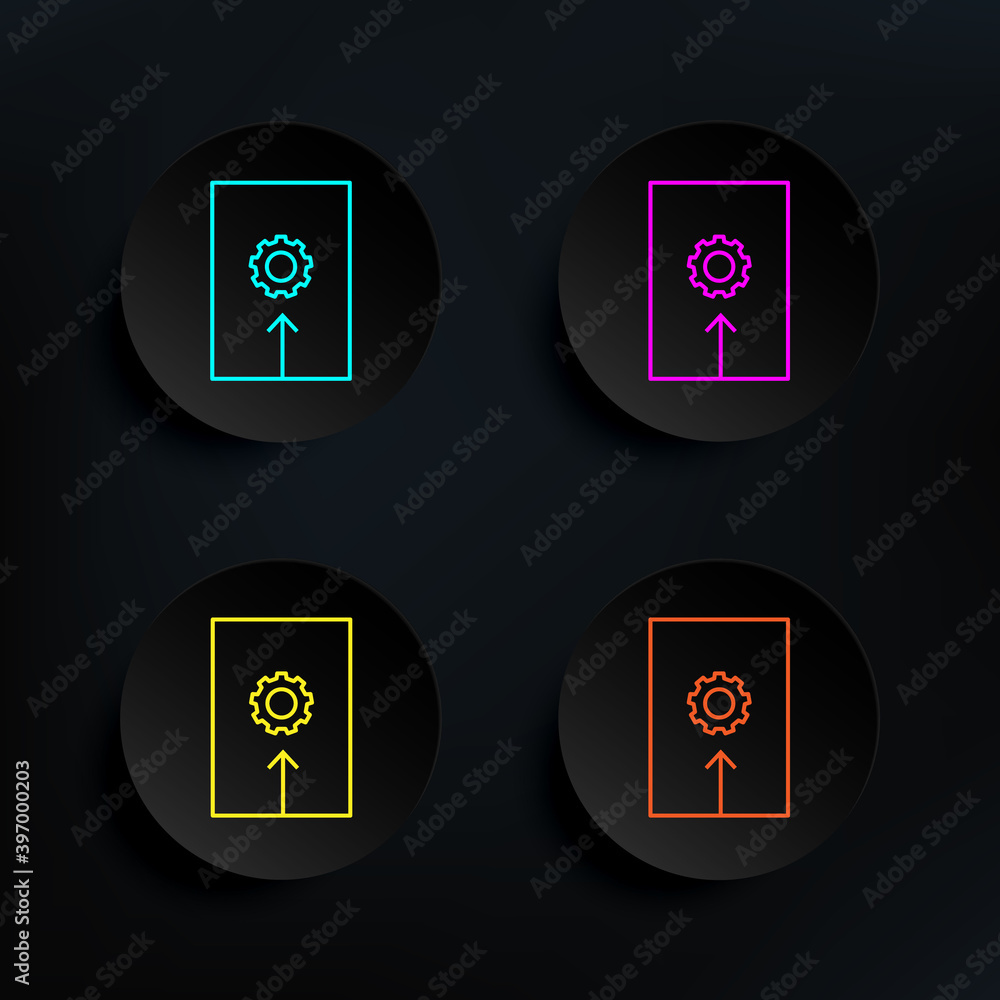 Poster settings dark badge color set icon. simple thin line, outline vector of web icons for ui and ux, web