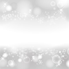 冬イメージの抽象背景 雪の結晶 キラキラ 高級感 上下に装飾（シルバー）