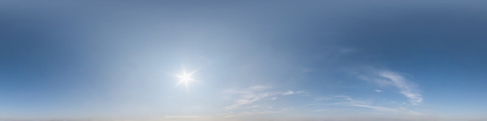 clear blue sky with white beautiful clouds. Seamless hdri panorama 360 degrees angle view  with...