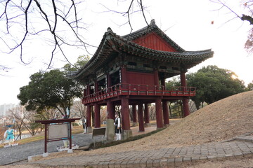 Late autumn scenery of Jinju Castle of Korea