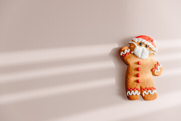 New Year and Christmas celebration in a coronavirus pandemic, conceptual background with ginger man...