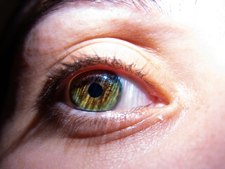 Close up of a colourful Human eye