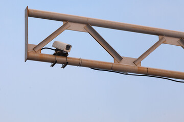 road surveillance video camera, copy space