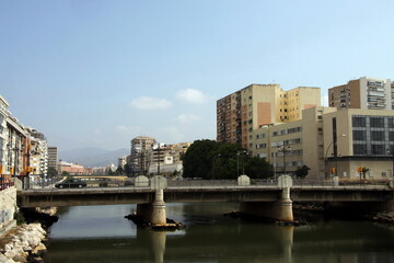 Fototapeta na wymiar Bridge on the Guadalmedina river in the Spanish city of Malaga