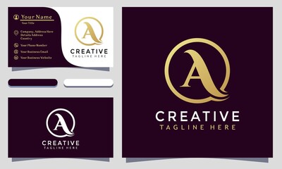 Modern Elegant Letter A Logo Design and template. Gold creative A Logos icon vector business card