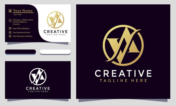 Modern Elegant Letter A V VA  Logo Design and template. Gold creative VA Logos icon vector business card