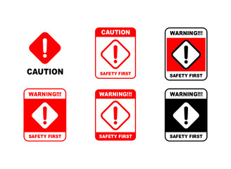 Caution logo design vector for sticker or banner