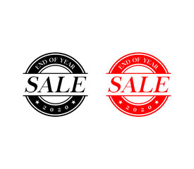 End of year design logo vector - stamp of discount sale