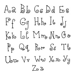 Vector hand drawn vintage alphabet  or set of letters
