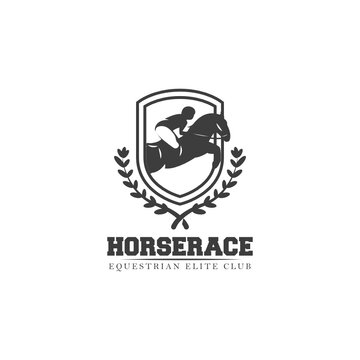 Equestrian horse race logo emblem