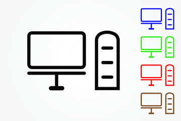 Desktop computer vector logo on white background