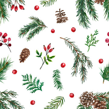 Pinecones and Winter Greeneries Patterned Tissue Paper