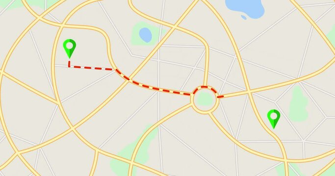 map location, gps map navigator system animation. route