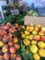 Fresh fruit at farmers' market: peaches