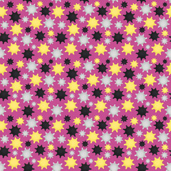 Fototapeta na wymiar Yellow-purple virus seamless pattern. Repetitive 3d illustration of viruses
