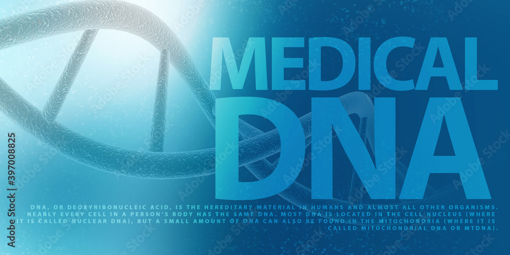 Poster 3d render of dna structure, abstract background