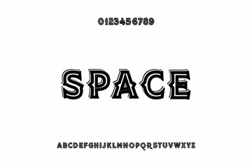alphabet vintage font, typeface design, dark style background