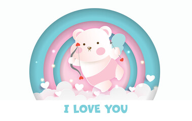 Obraz na płótnie Canvas Valentine's day greeting card with cute cupid .