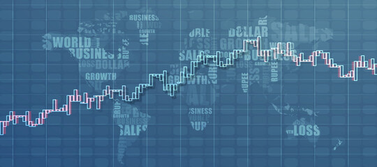 2d rendering Stock market online business concept. business Graph 