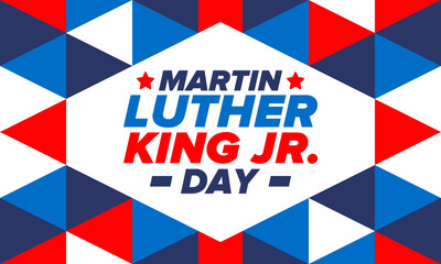 Fototapeta premium Martin Luther King, Jr. Day. Celebrated annual in United States in January, federal holiday. African American Rights Fighter. Patriotic american elements. Poster, card, banner, background. Vector