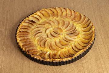 apple pie on a wooden board