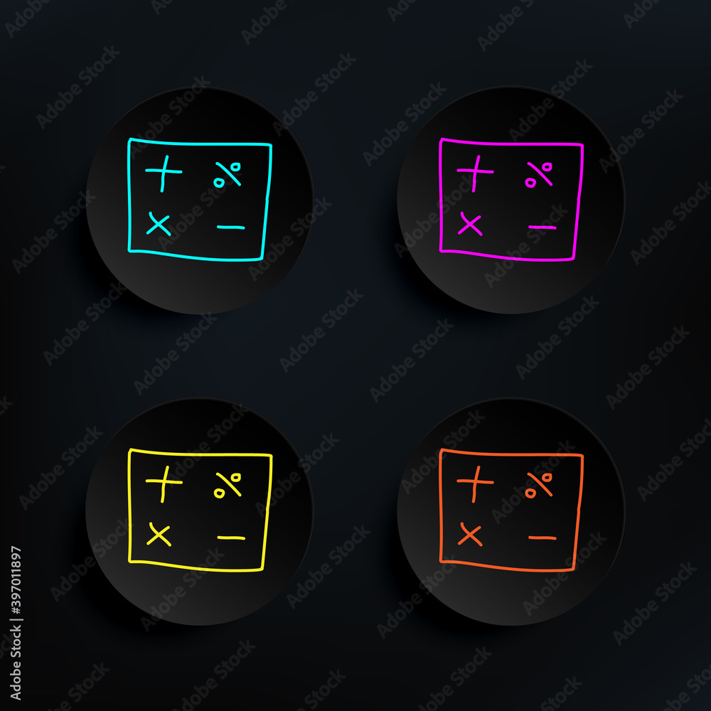 Aufkleber mathematical signs sketch dark badge color set icon. simple thin line, outline vector of education i