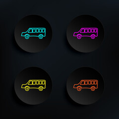 School bus sketch dark badge color set icon. Simple thin line, outline vector of education icons for ui and ux, website or mobile application