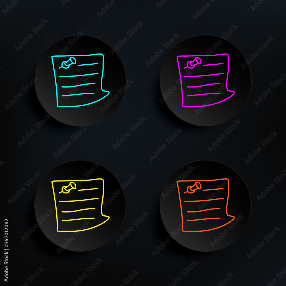 Poster piece of paper with a pin sketch dark badge color set icon. simple thin line, outline vector of educ