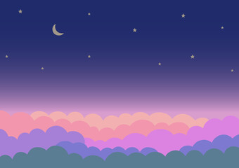 Obraz na płótnie Canvas 夜空の風景イラスト
