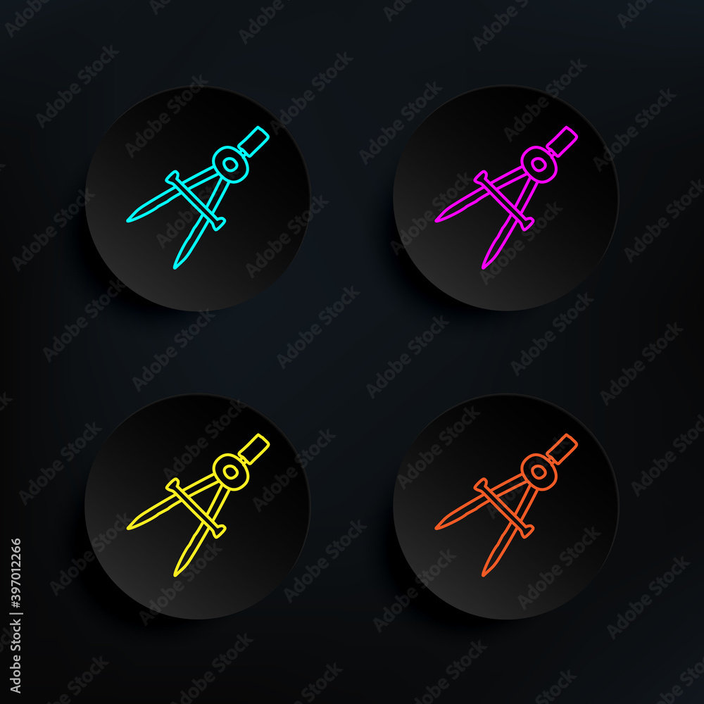 Poster compass sketch dark badge color set icon. simple thin line, outline vector of education icons for ui
