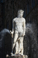 Naklejka na ściany i meble Neptunbrunnen am Piazza della Signoria in Florenz, Italien