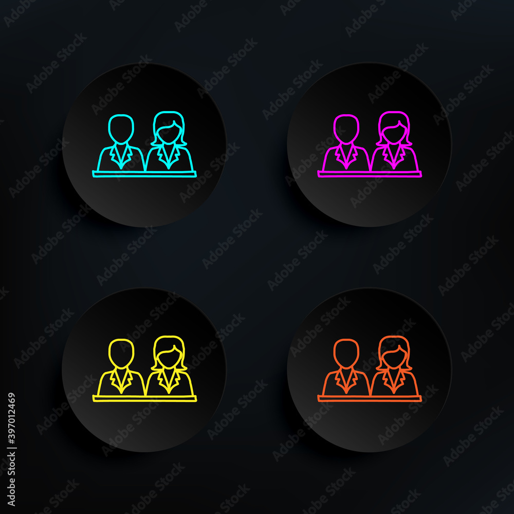 Poster pupils sketch dark badge color set icon. simple thin line, outline vector of education icons for ui 
