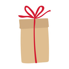 Vector illustration of a holiday gift wrapping. Illustration with present, gift hand drawn on white background. Graphic design elements for advertisement, flyer, card, poster, web shop sale