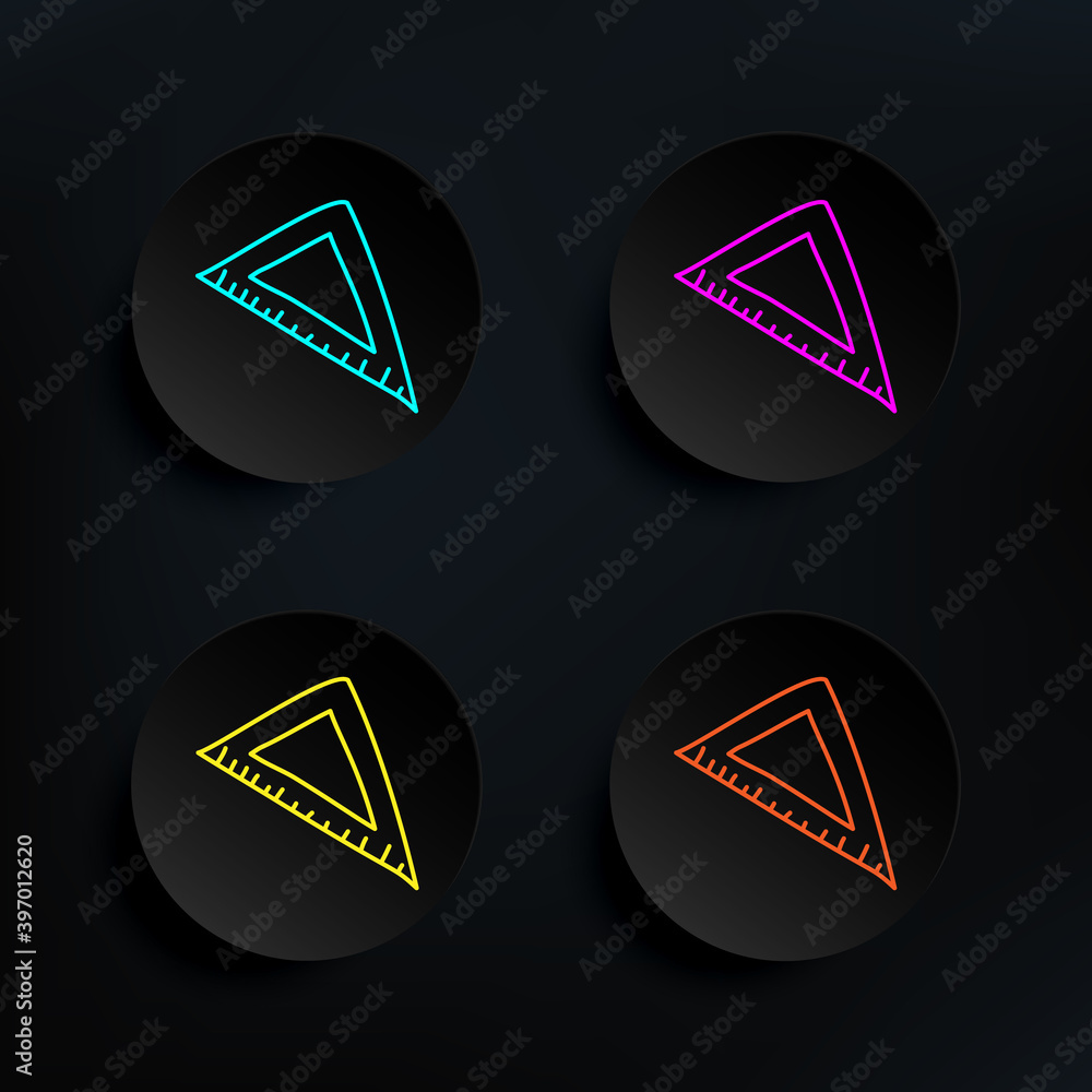 Poster angle ruler sketch dark badge color set icon. simple thin line, outline vector of education icons fo