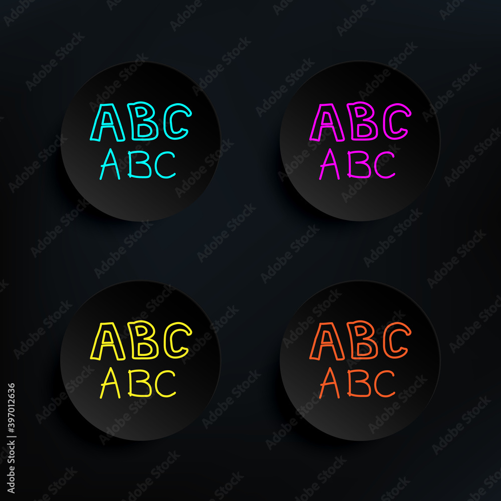 Poster alphabet sketch dark badge color set icon. simple thin line, outline vector of education icons for u