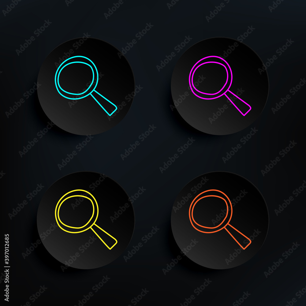 Poster magnifier sketch dark badge color set icon. simple thin line, outline vector of education icons for 