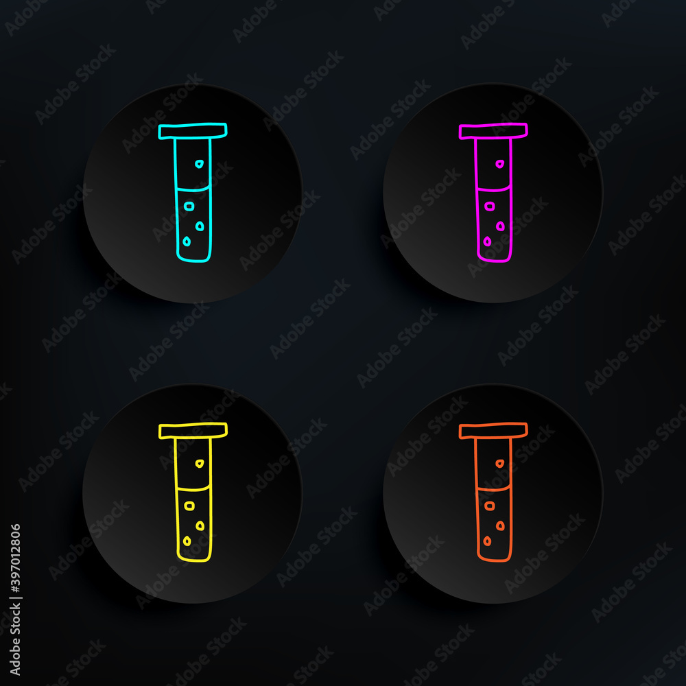 Poster vial with liquid sketch dark badge color set icon. simple thin line, outline vector of education ico