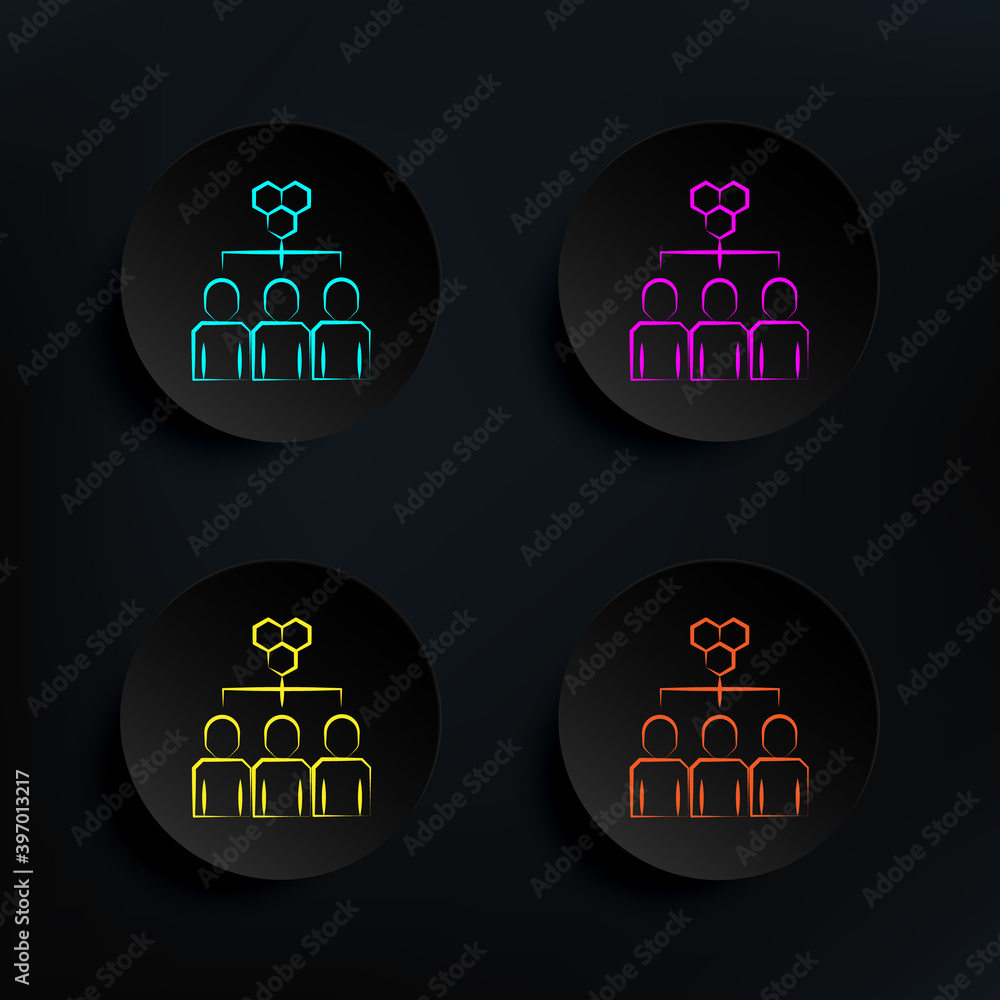 Poster hive dark badge color set icon. simple thin line, outline vector of mad science icons for ui and ux,