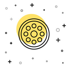 Black line Sewing button for clothes icon isolated on white background. Clothing button. Random dynamic shapes. Vector Illustration.