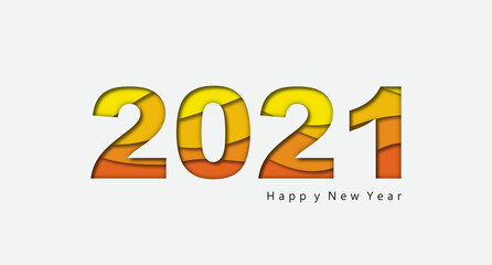 2021 Happy New Year luxury holiday banner with handwritten inscription Happy New Year. Minimalistic text template. Happy new year 2021. Vector illustration.