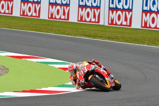 MUGELLO - ITALY, 2 JUNE: Spanish Honda Repsol Team rider Marc Marquez during practice session at 2018 GP of Italy of MotoGP on June, 2018. Italy