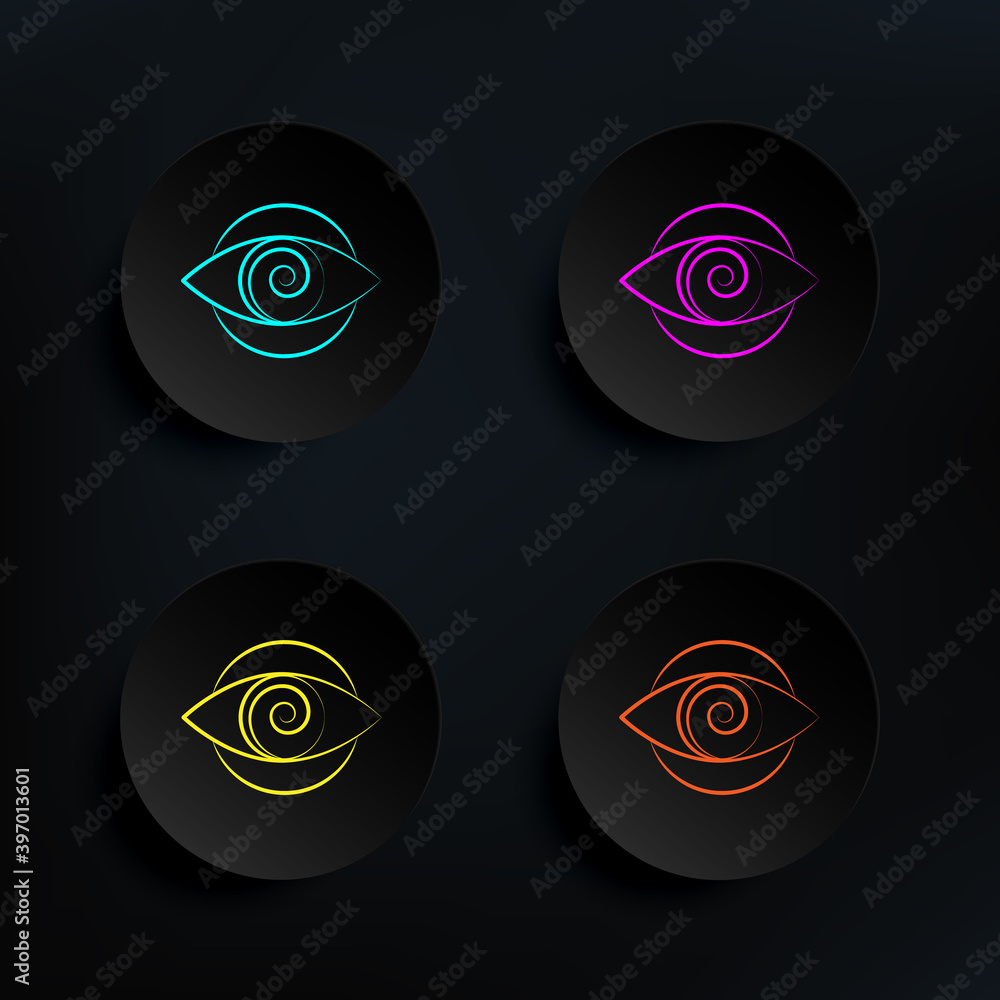 Poster hypnosis dark badge color set icon. simple thin line, outline vector of mad science icons for ui and