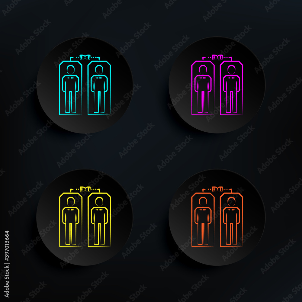 Poster clones dark badge color set icon. simple thin line, outline vector of mad science icons for ui and u