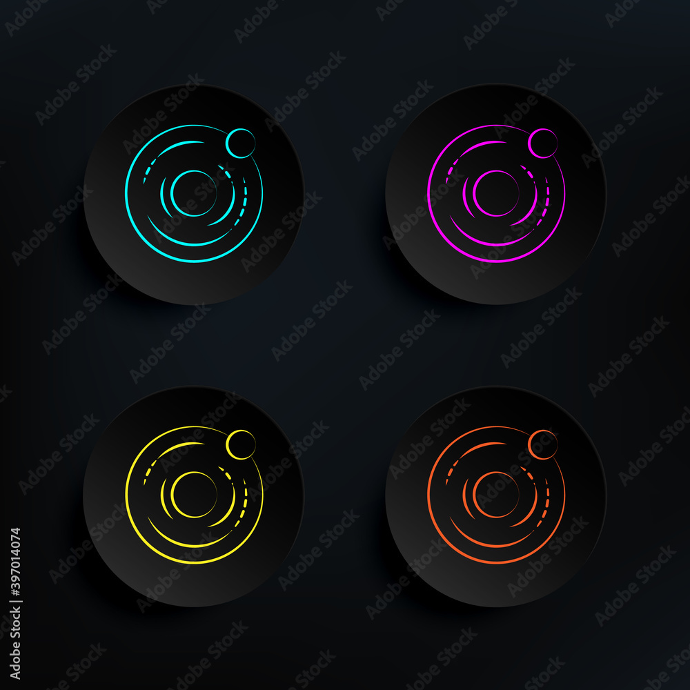 Poster dark matter dark badge color set icon. simple thin line, outline vector of mad science icons for ui 