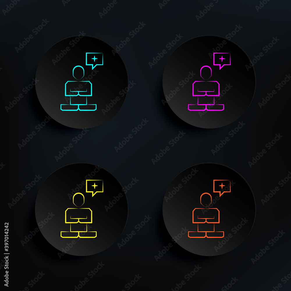 Poster transcendence dark badge color set icon. simple thin line, outline vector of mad science icons for u