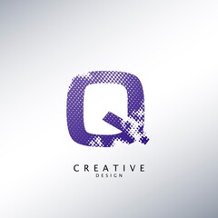 Abstract Halftone Initial Letter Q Logo icon, design concept abstract techno halftone shape with letter Q logo icon