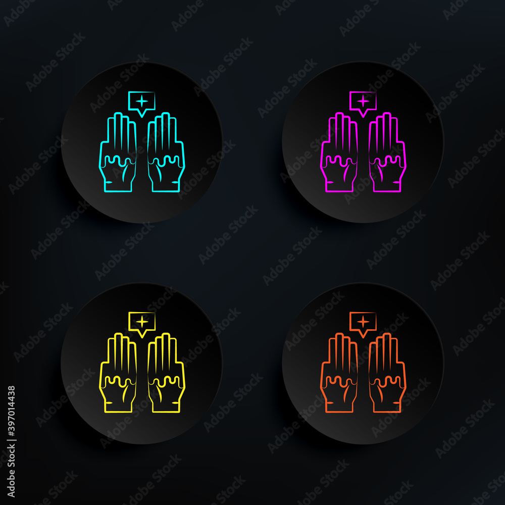 Poster psychic surgery dark badge color set icon. simple thin line, outline vector of mad science icons for