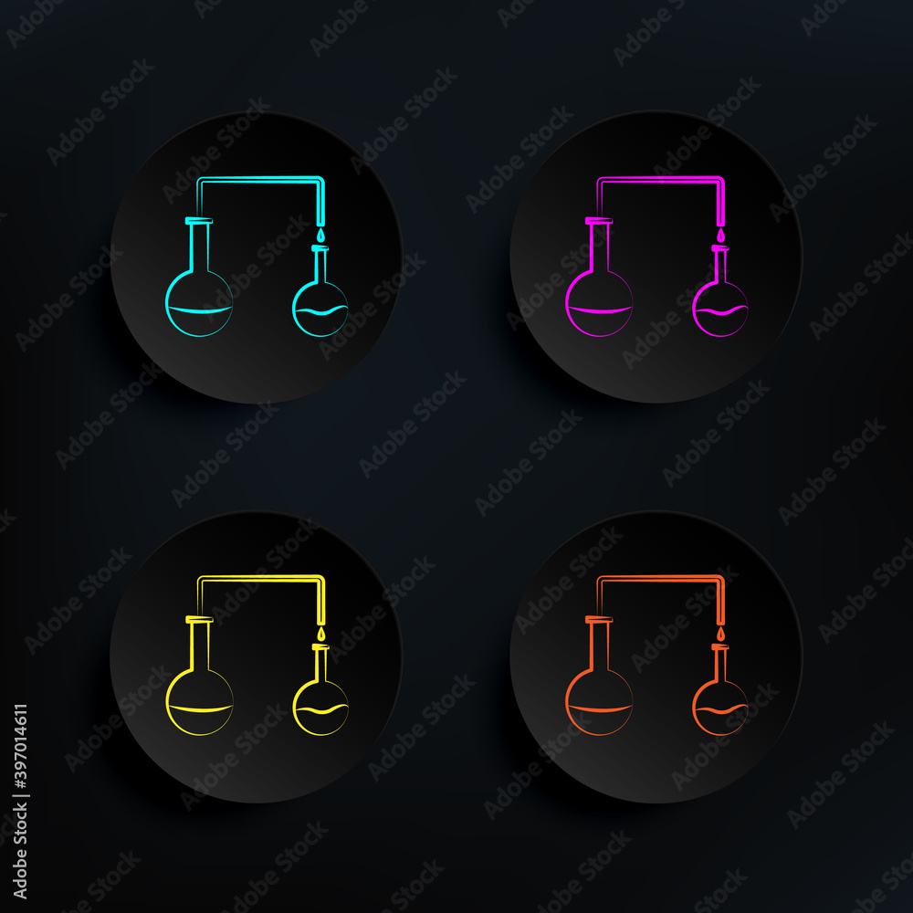 Poster testing tube dark badge color set icon. simple thin line, outline vector of mad science icons for ui