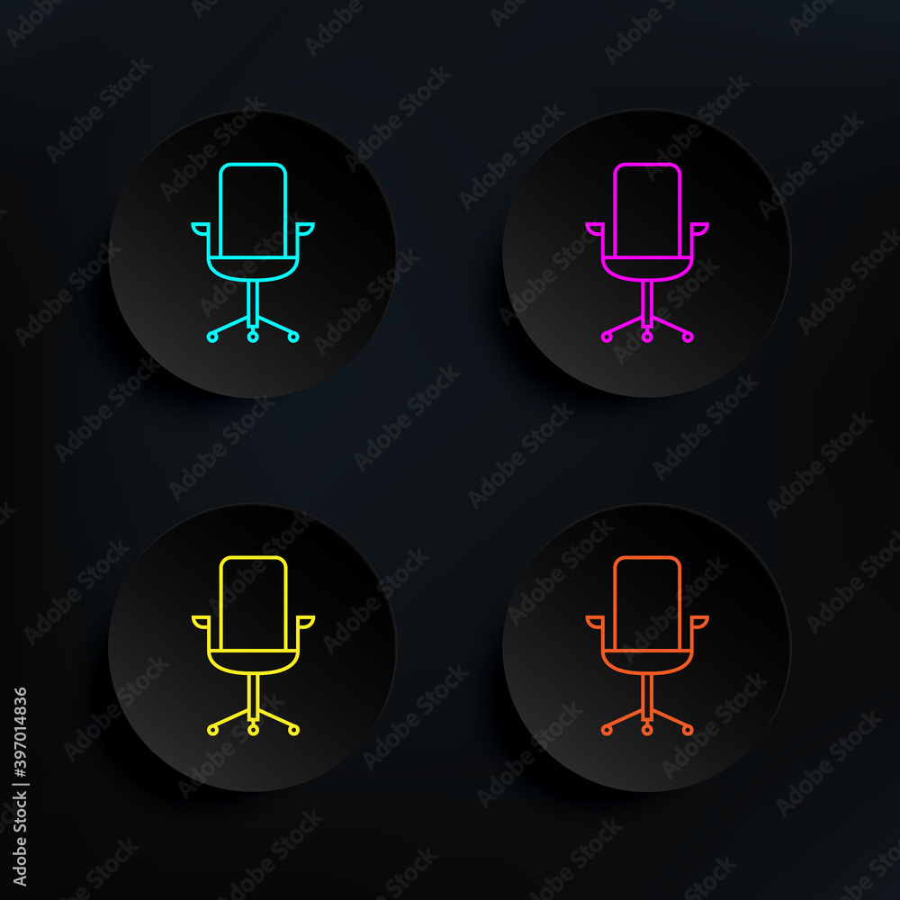 Poster business chair dark badge color set icon. simple thin line, outline vector of web icons for ui and u